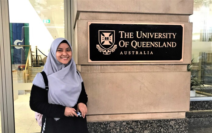 Dewi Fitria Ditaningsih saat berkunjung ke The University of Queensland di Brisbane sebelum pandemi. Sumber: Dokumentasi pribadi